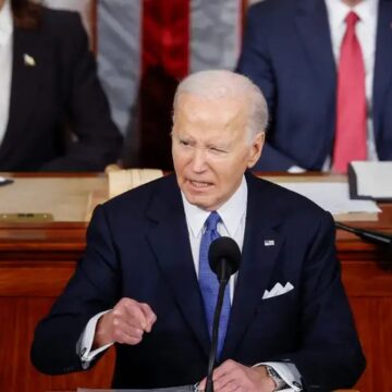 Президент США Джо Байден во время ежегодного обращения к нации, 7 марта 2024 года Байден выступил с речью «О положении дел в стране»