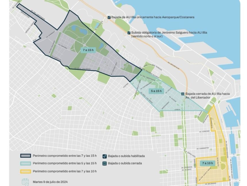 Празднование 9 де Хулио: движение транспорта с перекрытием улиц